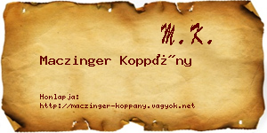 Maczinger Koppány névjegykártya